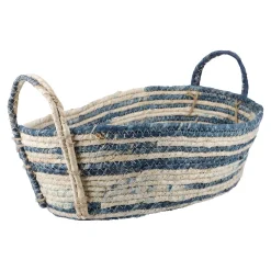 NANU-NANA Organisation*Korb Streifen, Oval, Blau/natur, 42 Cm