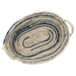 NANU-NANA Organisation*Korb Streifen, Oval, Blau/natur, 42 Cm