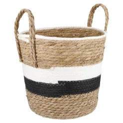 NANU-NANA Organisation*Korb Wasserhyazinthe, Schwarz/weiß/natur, 26 X 26 Cm