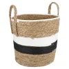 NANU-NANA Organisation*Korb Wasserhyazinthe, Schwarz/weiß/natur, 30 X 29 Cm