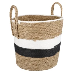 NANU-NANA Organisation*Korb Wasserhyazinthe, Schwarz/weiß/natur, 30 X 29 Cm