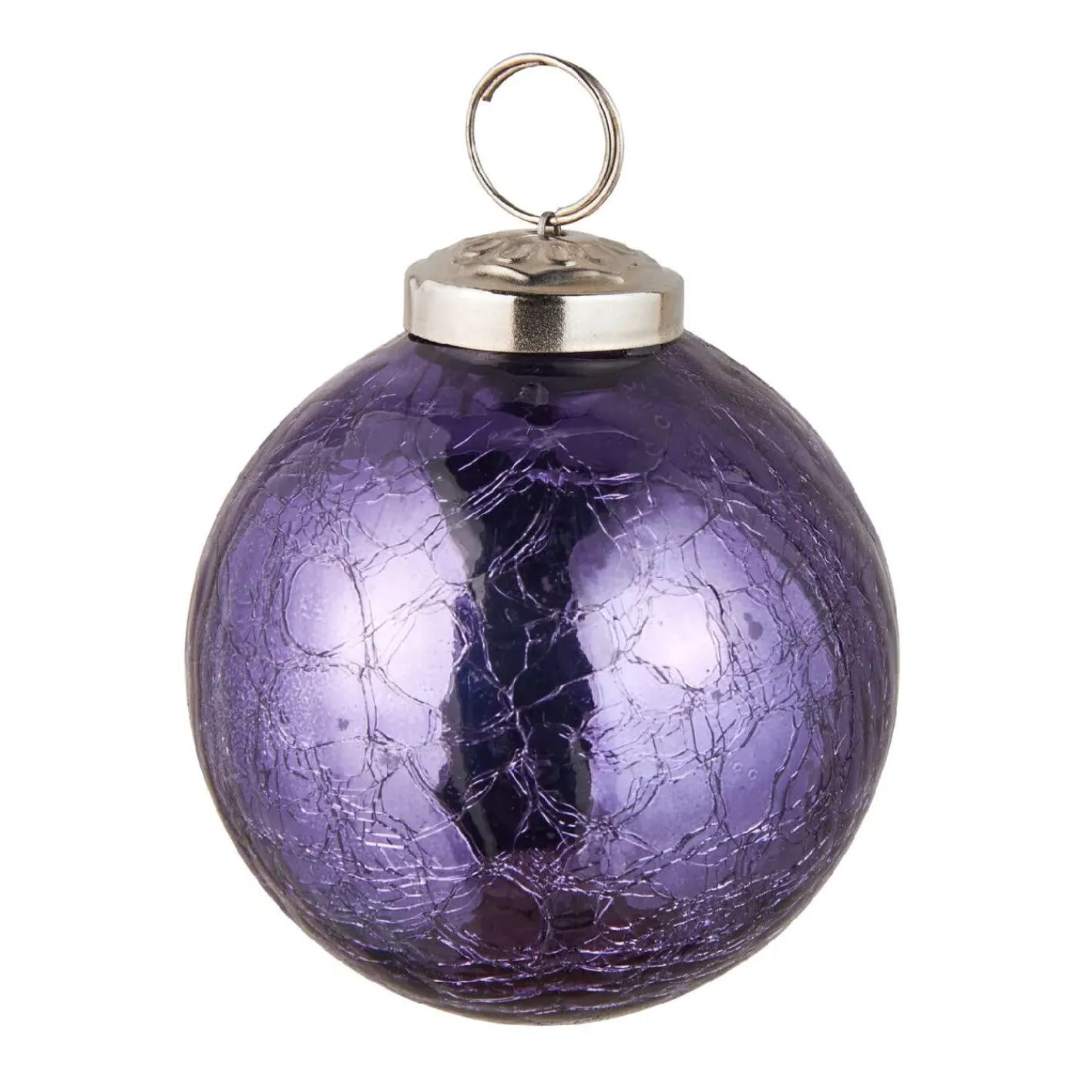 NANU-NANA Weihnachtsbaumschmuck*Kugel Craquele, Glatt/lila, 7.5 Cm