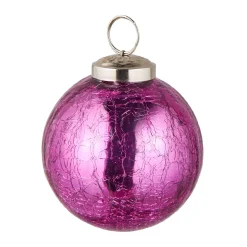 NANU-NANA Weihnachtsbaumschmuck*Kugel Craquele, Glatt/pink, 7.5 Cm