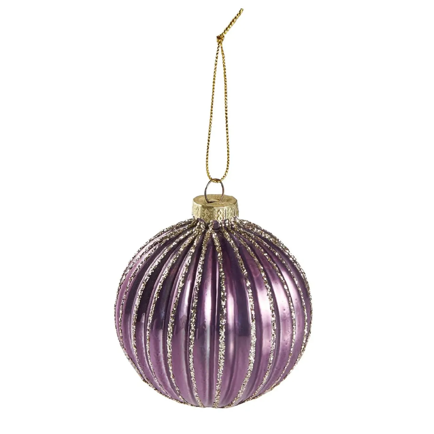 NANU-NANA Weihnachtsbaumschmuck*Kugel Dekor, Rillen/lila, 8 Cm