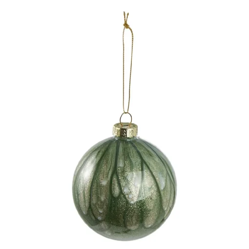 NANU-NANA Weihnachtsbaumschmuck*Kugel Marmor, Dunkelgrün, 8 Cm
