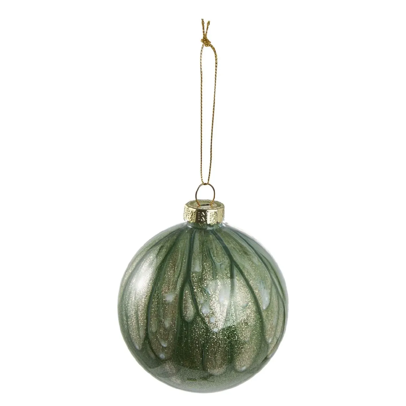 NANU-NANA Weihnachtsbaumschmuck*Kugel Marmor, Dunkelgrün, 8 Cm