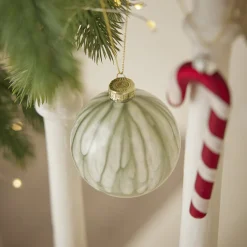 NANU-NANA Weihnachtsbaumschmuck*Kugel Marmor, Hellgrün, 8 Cm