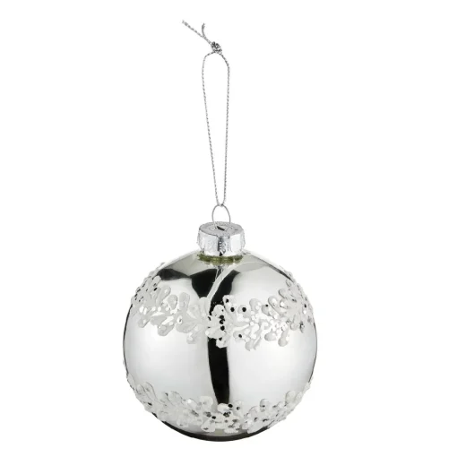 NANU-NANA Weihnachtsbaumschmuck*Kugel Ranken, Silber, 8 Cm