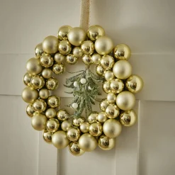 NANU-NANA Weihnachtsdeko*Kugelkranz Kunststoff, Champagner, 34 Cm