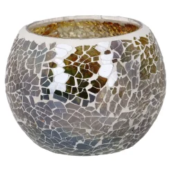 NANU-NANA Windlichter & Laternen|Kerzen & Kerzenständer*Kugel-Windlicht Mosaik, Bernstein/silber/grün, 10 X 8 Cm