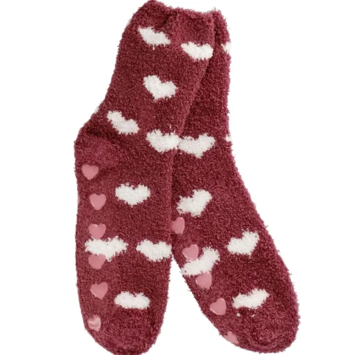 NANU-NANA Fashion|Weihnachtsoutfit*Kuschelsocken Anti-Rutsch, Herzen/bordeaux