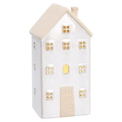 NANU-NANA Deko-Objekte|Weihnachtsdeko*LED-Haus Rustik, Weiß, 17 Cm