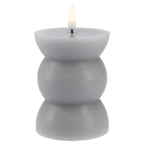 NANU-NANA Lichterwelt|Kerzen & Kerzenständer*LED-Kerze Design, Rund/grau, 12 Cm
