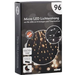 NANU-NANA Lichterwelt|Weihnachtsbeleuchtung*LED-Lichterkette Strang, Timer, 96er, 140 Cm