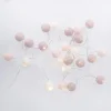 NANU-NANA Lichterwelt*LED-Lichterkette Textilball, Pink/weiß/lila, 24er