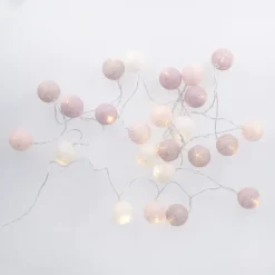 NANU-NANA Lichterwelt*LED-Lichterkette Textilball, Pink/weiß/lila, 24er