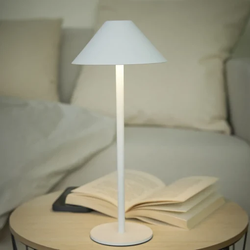 NANU-NANA Geschenkideen|Lichterwelt*LED-Tischlampe Schirm, Weiß, 34 Cm