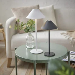 NANU-NANA Geschenkideen|Lichterwelt*LED-Tischlampe Schirm, Weiß, 34 Cm