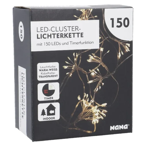NANU-NANA Lichterwelt|Weihnachtsbeleuchtung*Lichterkette Bündel, Warm-weiß, 150er