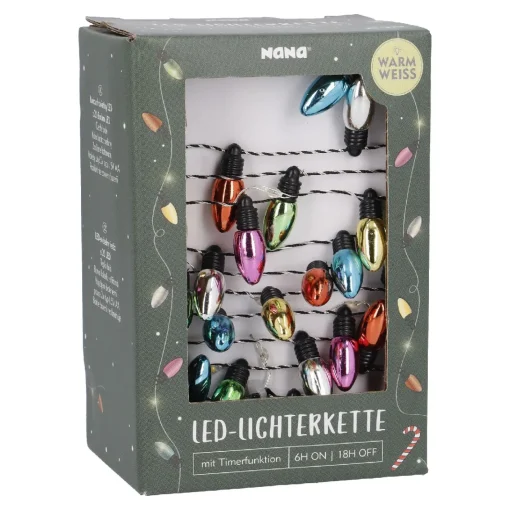 NANU-NANA Lichterwelt|Weihnachtsbeleuchtung*Lichterkette Glühbirne, Bunt, 20er