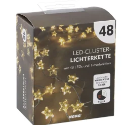 NANU-NANA Lichterwelt|Weihnachtsbeleuchtung*Lichterkette Stern/Cluster, Silber, 48 LED
