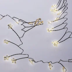 NANU-NANA Lichterwelt|Weihnachtsbeleuchtung*Lichterkette Stern/Cluster, Silber, 48 LED