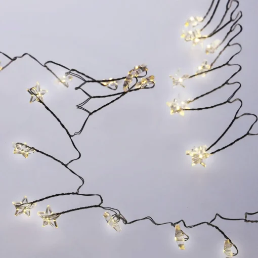NANU-NANA Lichterwelt|Weihnachtsbeleuchtung*Lichterkette Stern/Cluster, Silber, 48 LED