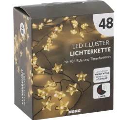 NANU-NANA Lichterwelt|Weihnachtsbeleuchtung*Lichterkette Stern/Cluster, Schwarz, 48 LED