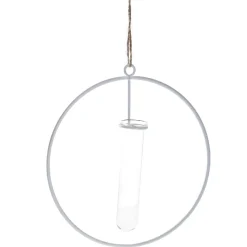 NANU-NANA Jga|Deko-Objekte*Metallring Mit Reagenzglas, Hängend, Weiß, 15 Cm