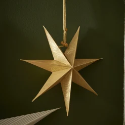 NANU-NANA Weihnachtsdeko|Weihnachten*Papierstern , Ornament, Gold/gold, 18 Cm