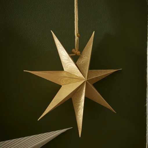 NANU-NANA Weihnachtsdeko|Weihnachten*Papierstern , Ornament, Gold/gold, 18 Cm
