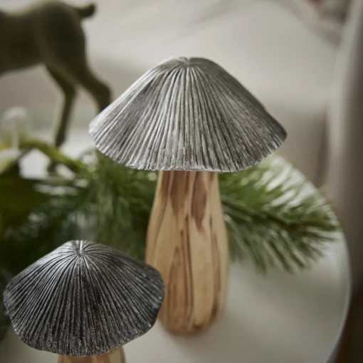 NANU-NANA Figuren|Deko-Objekte*Pilz Holzoptik, Hellbraun, 17 Cm