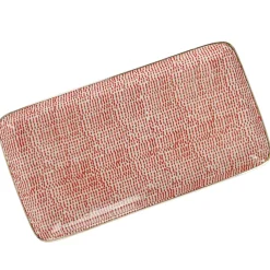 NANU-NANA Küche*Platte China, Goldrand, Rot/weiß, Striche, 23 Cm