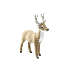 NANU-NANA Weihnachtsdeko*Rentier Fell/Glitzer, Stehend, Braun, 16 Cm