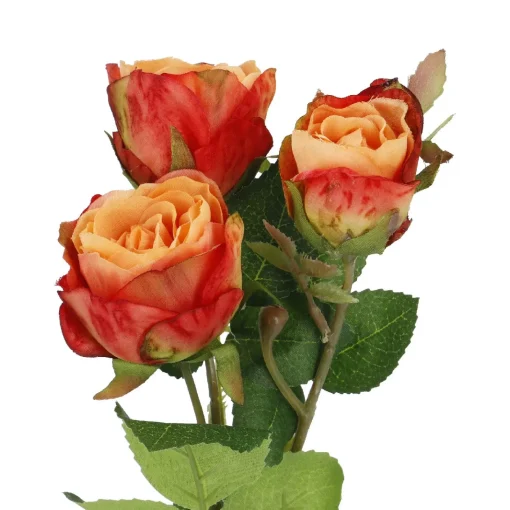 NANU-NANA Vasen & Kunstblumen*Rose Alina, 3 Blüten/orange, 38 Cm