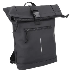 NANU-NANA Geschenkideen|Reisen*Rucksack Rolltop Mit Reflektor, Schwarz, 16 Liter