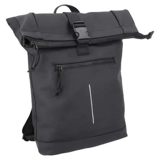 NANU-NANA Geschenkideen|Reisen*Rucksack Rolltop Mit Reflektor, Schwarz, 16 Liter