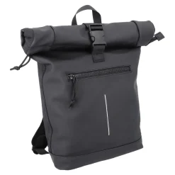 NANU-NANA Geschenkideen|Reisen*Rucksack Rolltop Mit Reflektor, Schwarz, 16 Liter