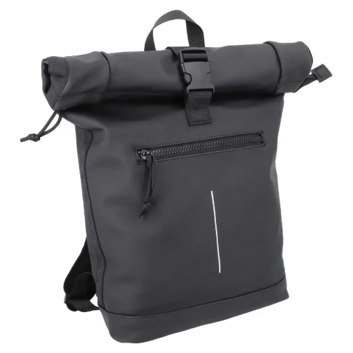 NANU-NANA Geschenkideen|Reisen*Rucksack Rolltop Mit Reflektor, Schwarz, 16 Liter