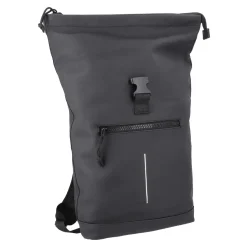 NANU-NANA Geschenkideen|Reisen*Rucksack Rolltop Mit Reflektor, Schwarz, 16 Liter