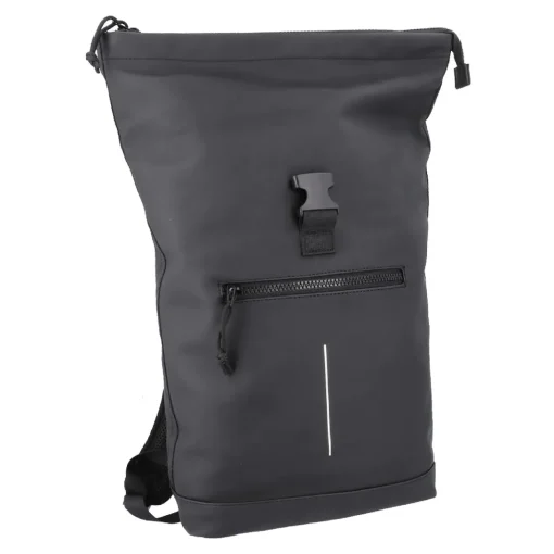 NANU-NANA Geschenkideen|Reisen*Rucksack Rolltop Mit Reflektor, Schwarz, 16 Liter