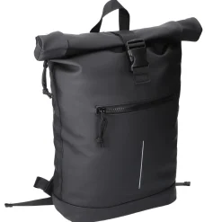NANU-NANA Geschenkideen|Reisen*Rucksack Rolltop Mit Reflektor, Schwarz, 16 Liter