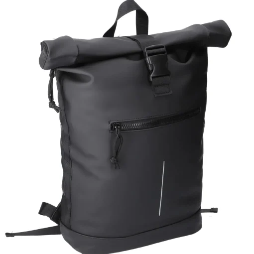 NANU-NANA Geschenkideen|Reisen*Rucksack Rolltop Mit Reflektor, Schwarz, 16 Liter