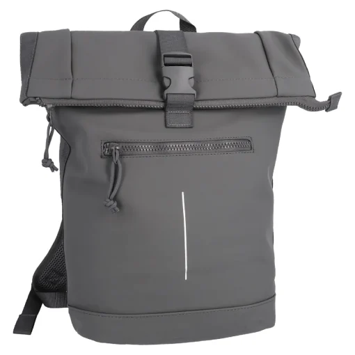 NANU-NANA Geschenkideen|Reisen*Rucksack Rolltop Mit Reflektor, Dunkelgrau, 16 Liter