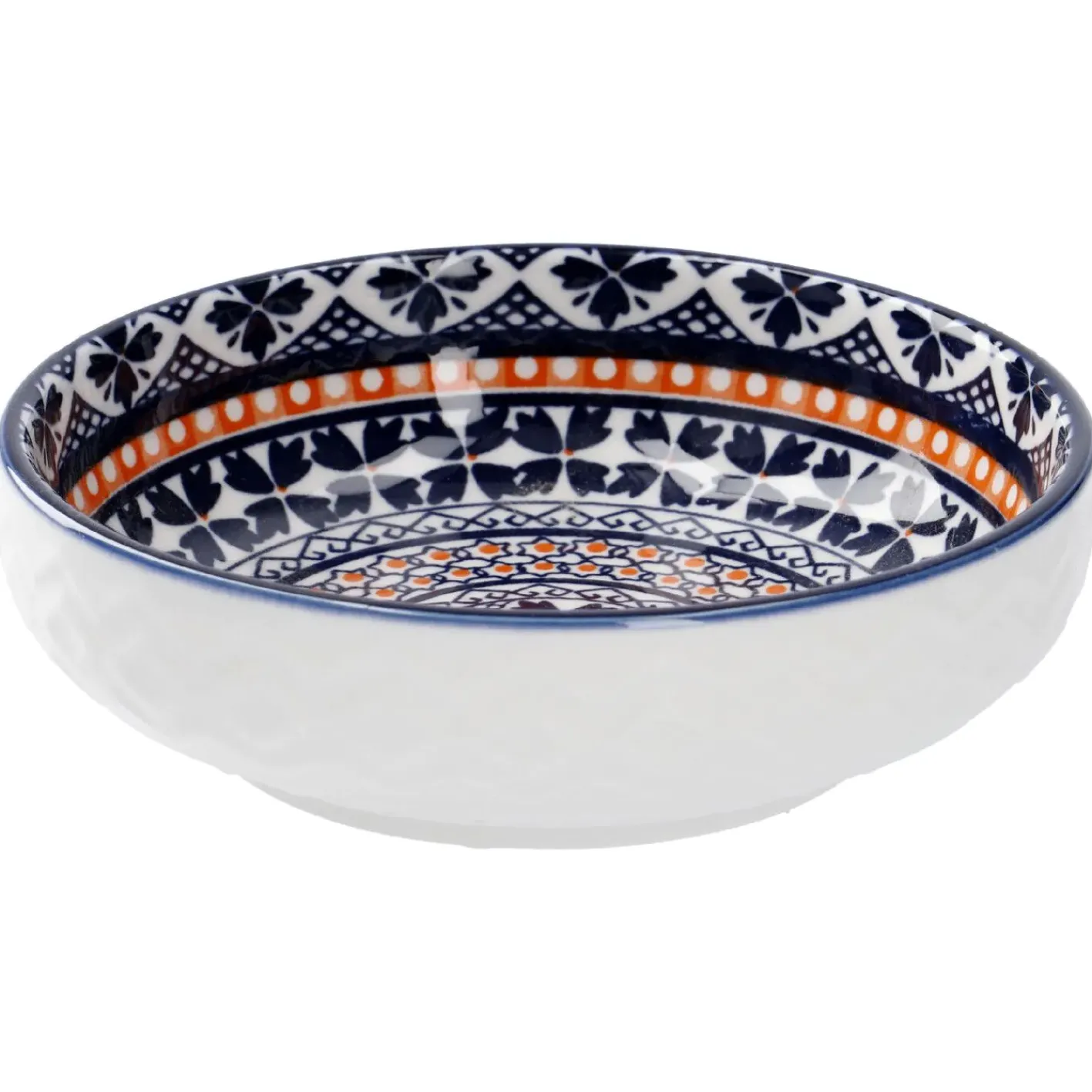 NANU-NANA Küche*Schale China, Flach, Blau/orange, 12 Cm