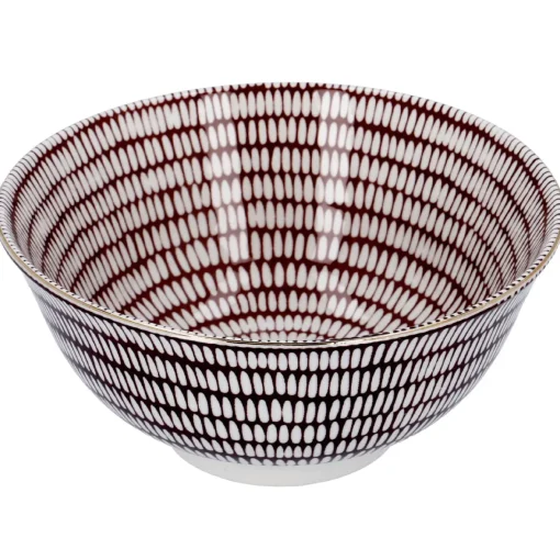NANU-NANA Küche*Schale China, Groß, Bordeaux/weiß, Stäbchen/Kreis