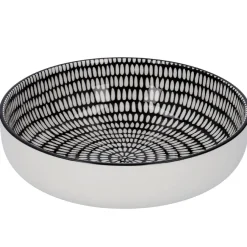 NANU-NANA Jga|Küche*Schale China Mit Rand, Stäbchen/Kreis, Schw/wss, 17 Cm