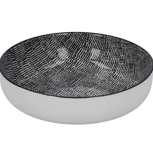 NANU-NANA Jga|Küche*Schale China Mit Rand, Striche, Schw/wss, 17 Cm