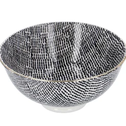 NANU-NANA Jga|Shop The Geschenk*Schale China, Tief, Schwarz/weiß, Goldrand, Striche