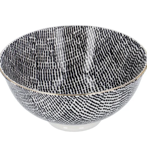 NANU-NANA Jga|Shop The Geschenk*Schale China, Tief, Schwarz/weiß, Goldrand, Striche